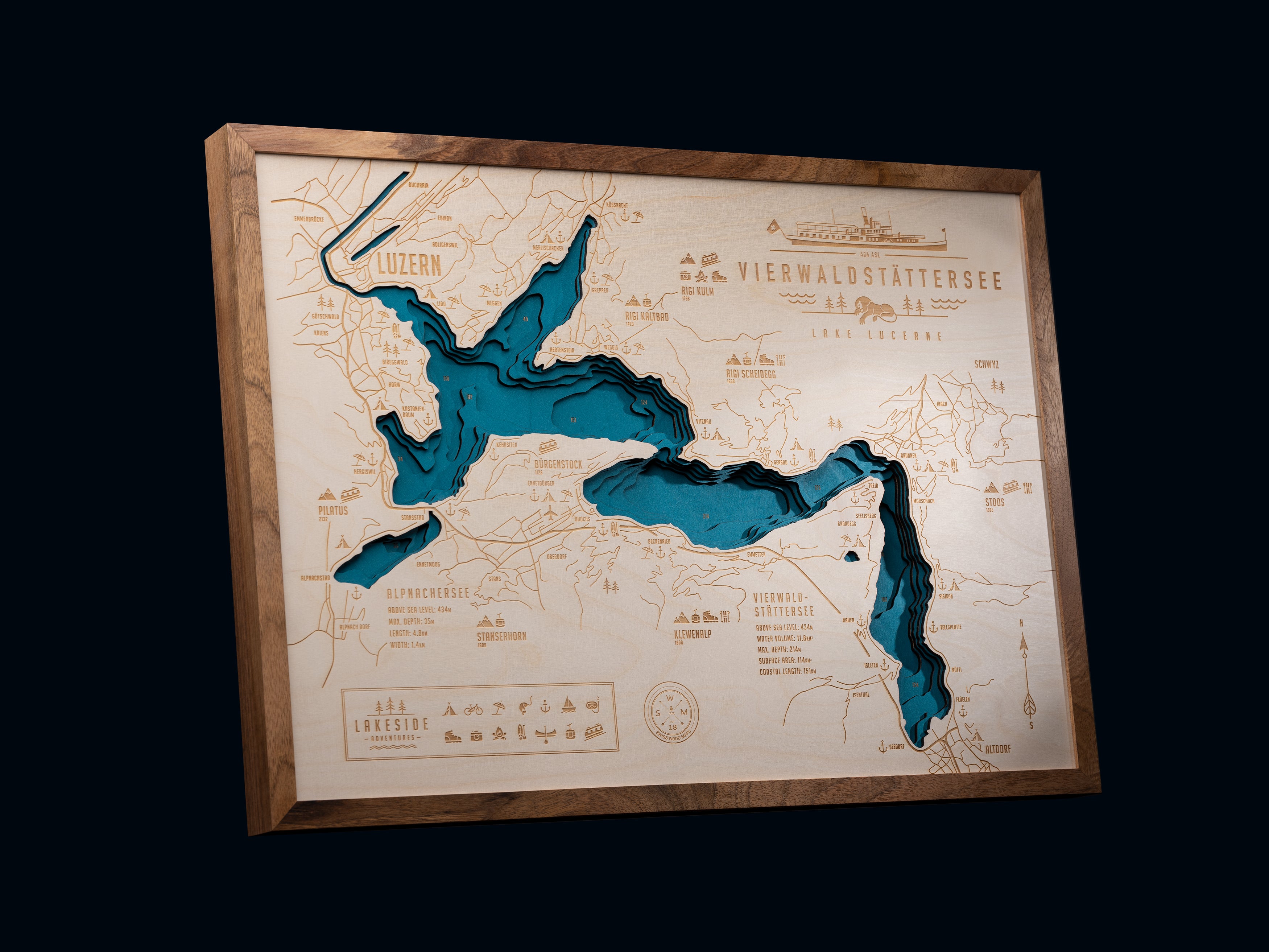 Der Vierwaldstättersee im Kanton Luzern, Nidwalden, Schwyz und Uri. Segeln, Bootfahren, Wassersport, Standup Paddle, Schwimmen. Ein wunderschönes Geschenk.