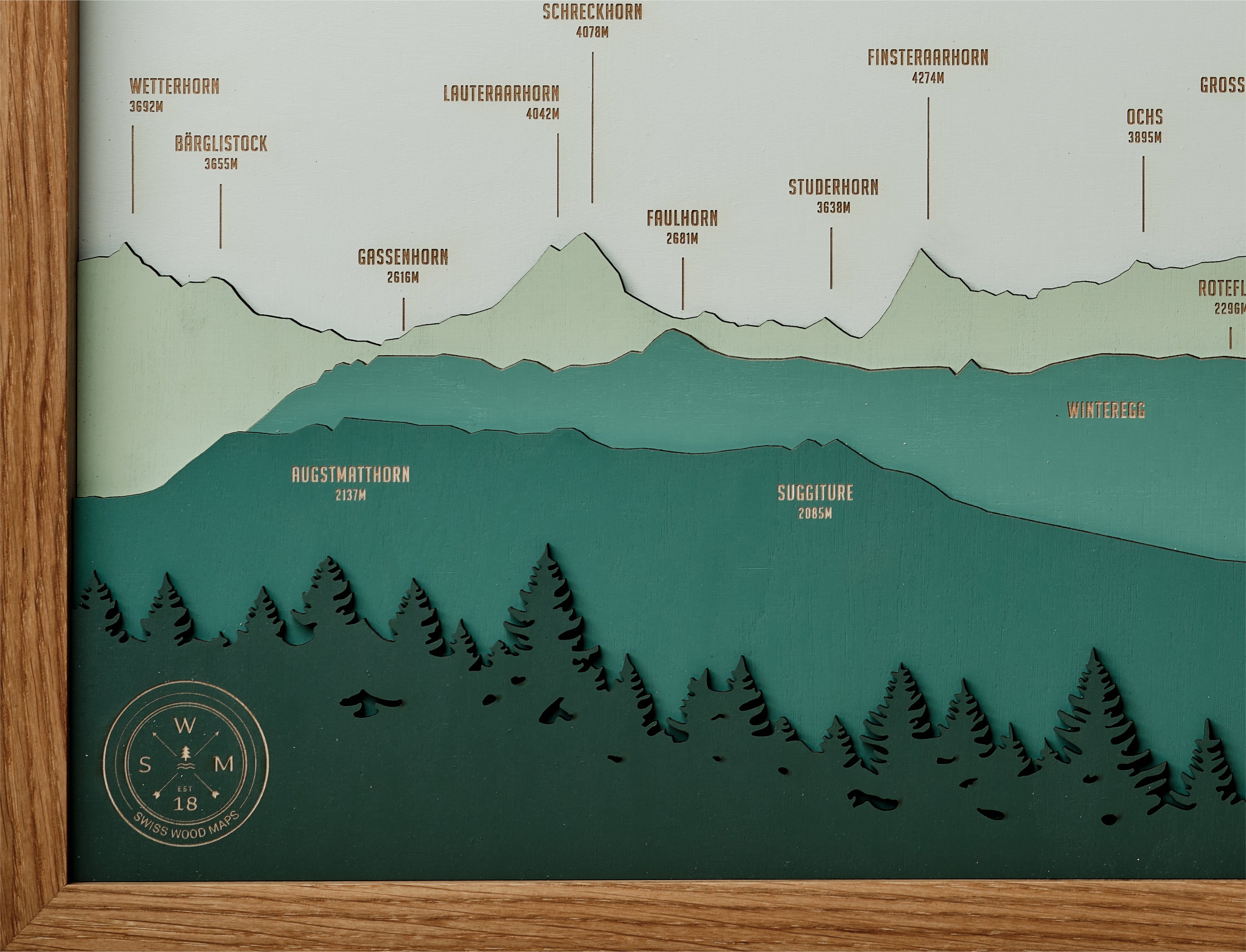 Panorama Wood Map - Berner Oberland