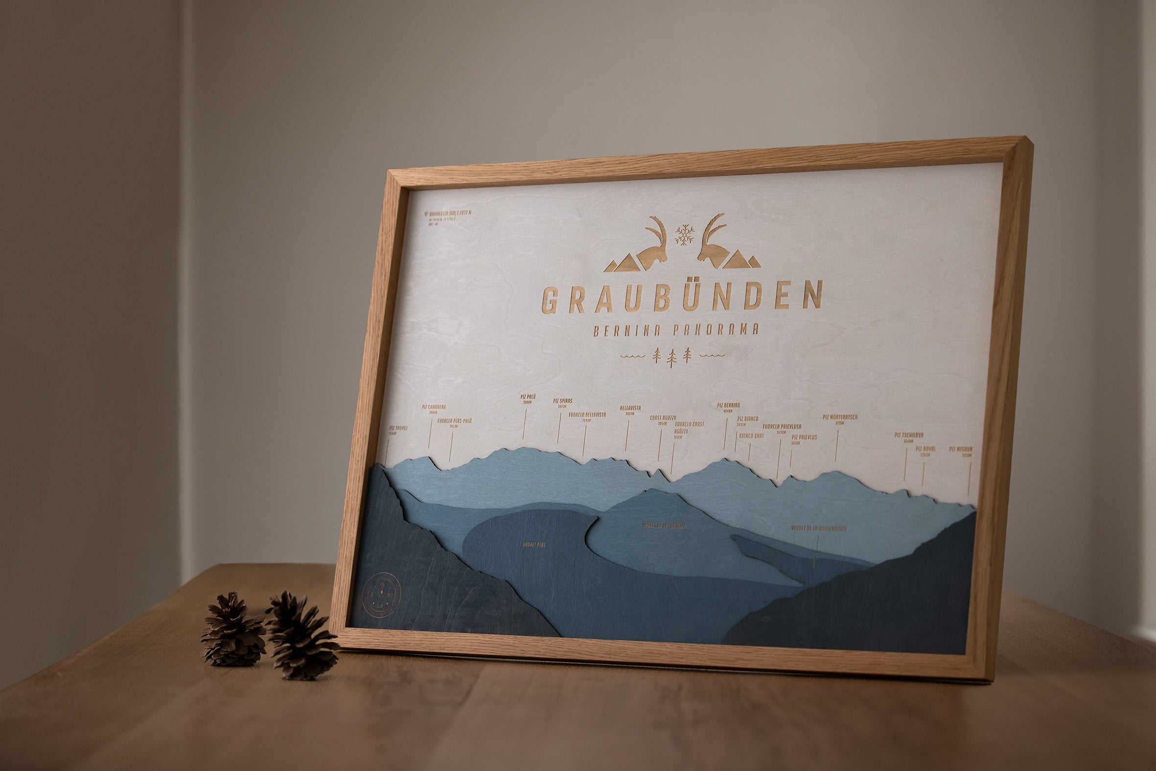 Panorama Wood Map - Graubünden Bernina