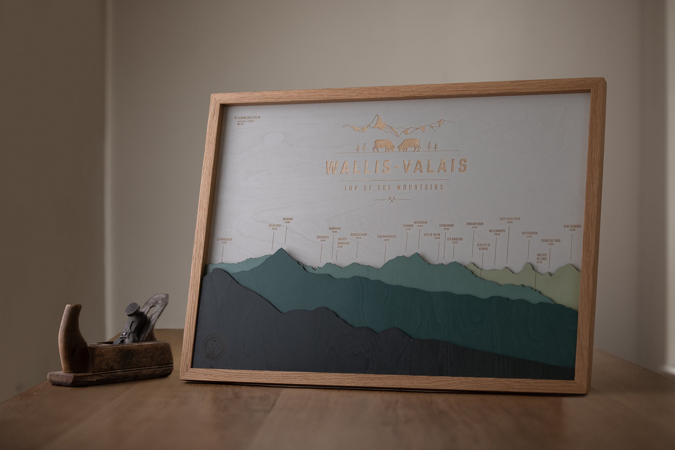 Panorama Wood Map - Wallis / Valais